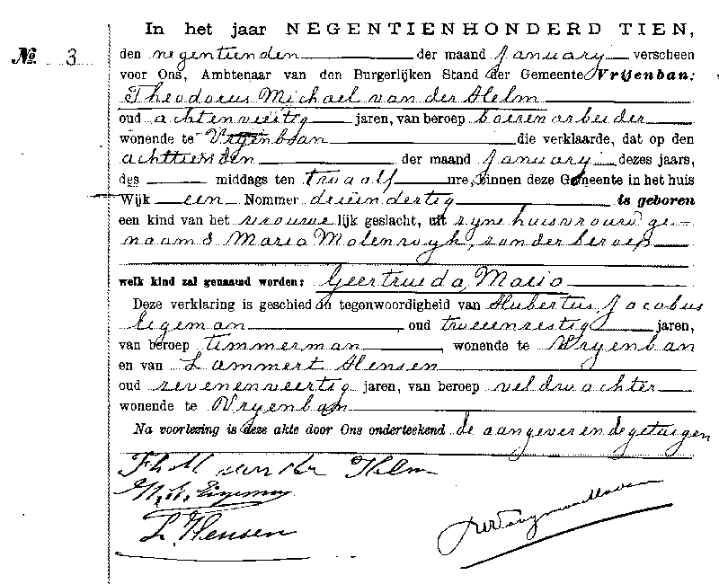 19100119 geb akte 3 Geertruida M dv TM vd Helm - M Molenwijk